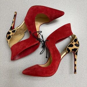 Christian Louboutin Ferme Rogue 100mm Suede Pony Hair Heels